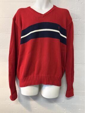 Vintage Ralph Lauren Polo v-neck pull-over cotton sweater L